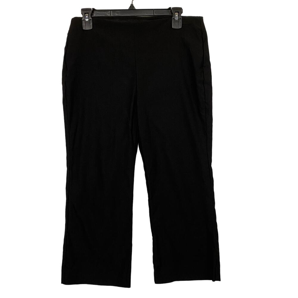 Chico's Black Ponte Knit Pull On Stretch Crop Pants Size 6 Petite Minimalist